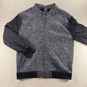 Red Ape Bomber Jacket Mens Large Grey Black Good Quilted Sleeve Marled Zip Up